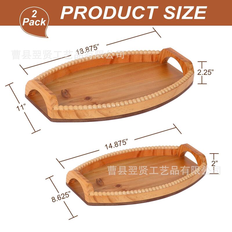 木製パレット取っ手付き長楕円形装飾パレット実木香薫ろうそく収納皿果物菓子トレイ|undefined