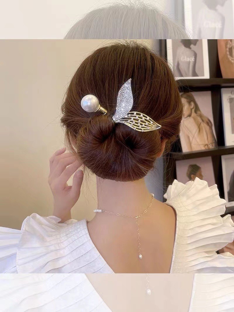 Platinum Siya 2023 nueva pluma updo artefacto cabeza de bola femenina Pelo Rizado titular exquisito elegante horquilla tocado