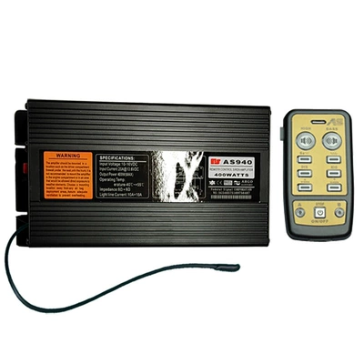Car-mounted wireless alarm system with a 400W amplifier and AS940S main unit, complete with a high-frequency speaker for amplification