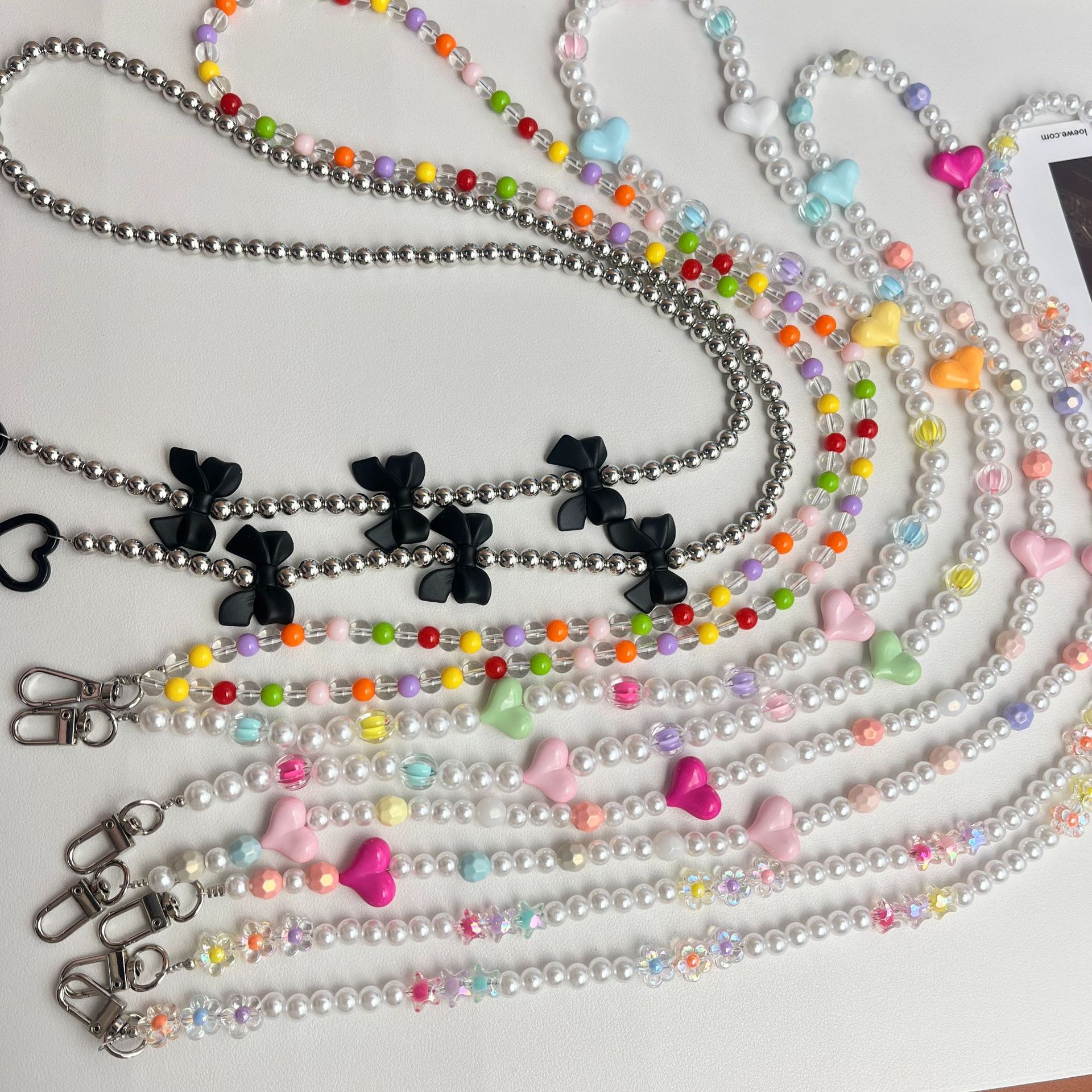 New Acrylic Beaded Mobile Phone Chain Pearl Crossbody Belt Chain Mobile Phone Shell Hanging Pendant Gift Women Wholesale