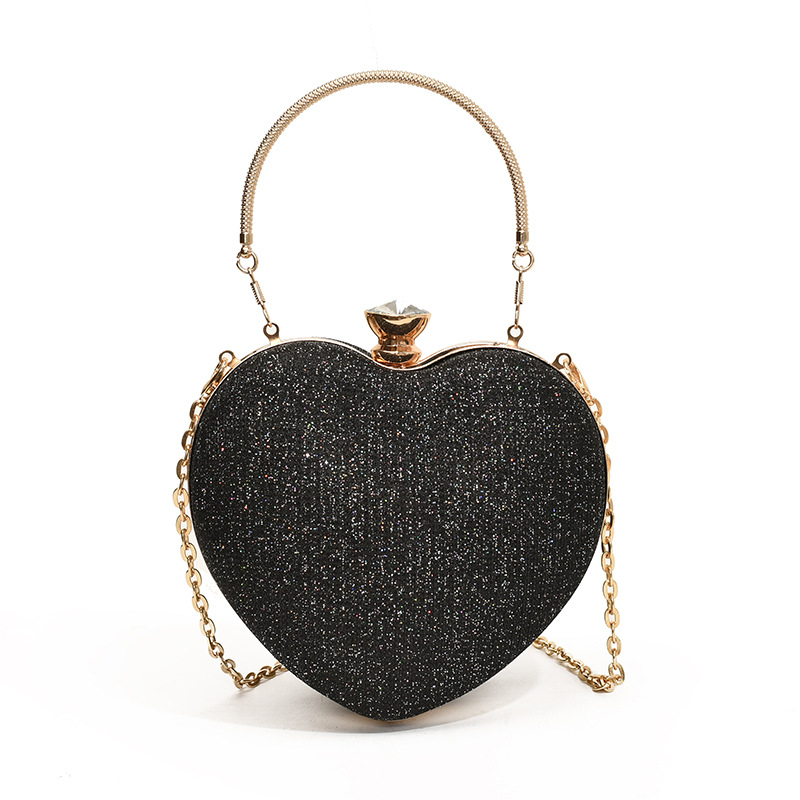 Lindo bolso de embrague en forma de corazón bolso de cena 2024 nuevo bolso de hadas de cadena de moda y dulce bolso de mensajero de un solo hombro de estilo occidental