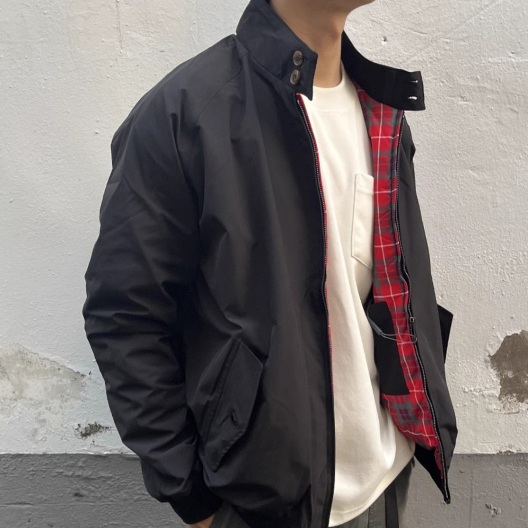 Chaqueta de vuelo de tipo duro retro americano para hombres, ropa de trabajo de primavera y otoño, chaqueta casual de cuello alto de color sólido para hombres