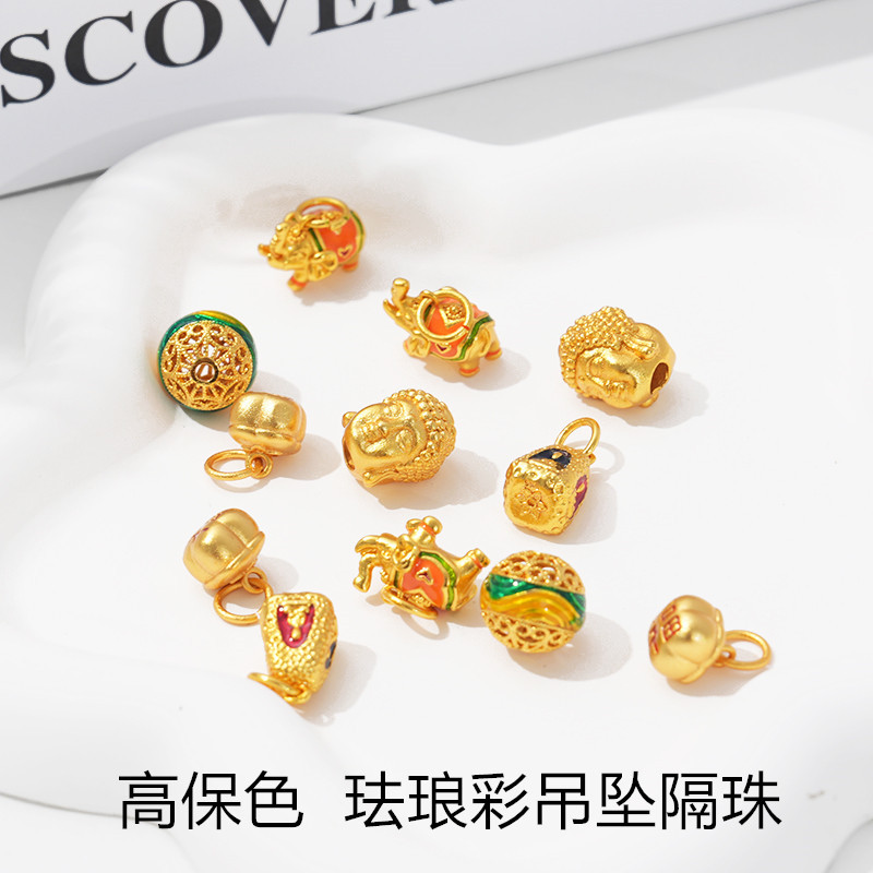 久不掉色千里江山图球双面佛福字柿子泰国小象四面佛吊坠diy配件