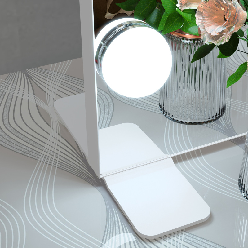 BEAUTME 大型デスクトップ化粧鏡 LED デスクトップ壁掛けミラーモダンシンプルな電球インターネット有名人フィルインミラーライト付き|undefined