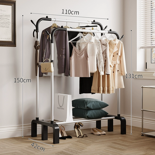Double rod model 110cm white + coat rack