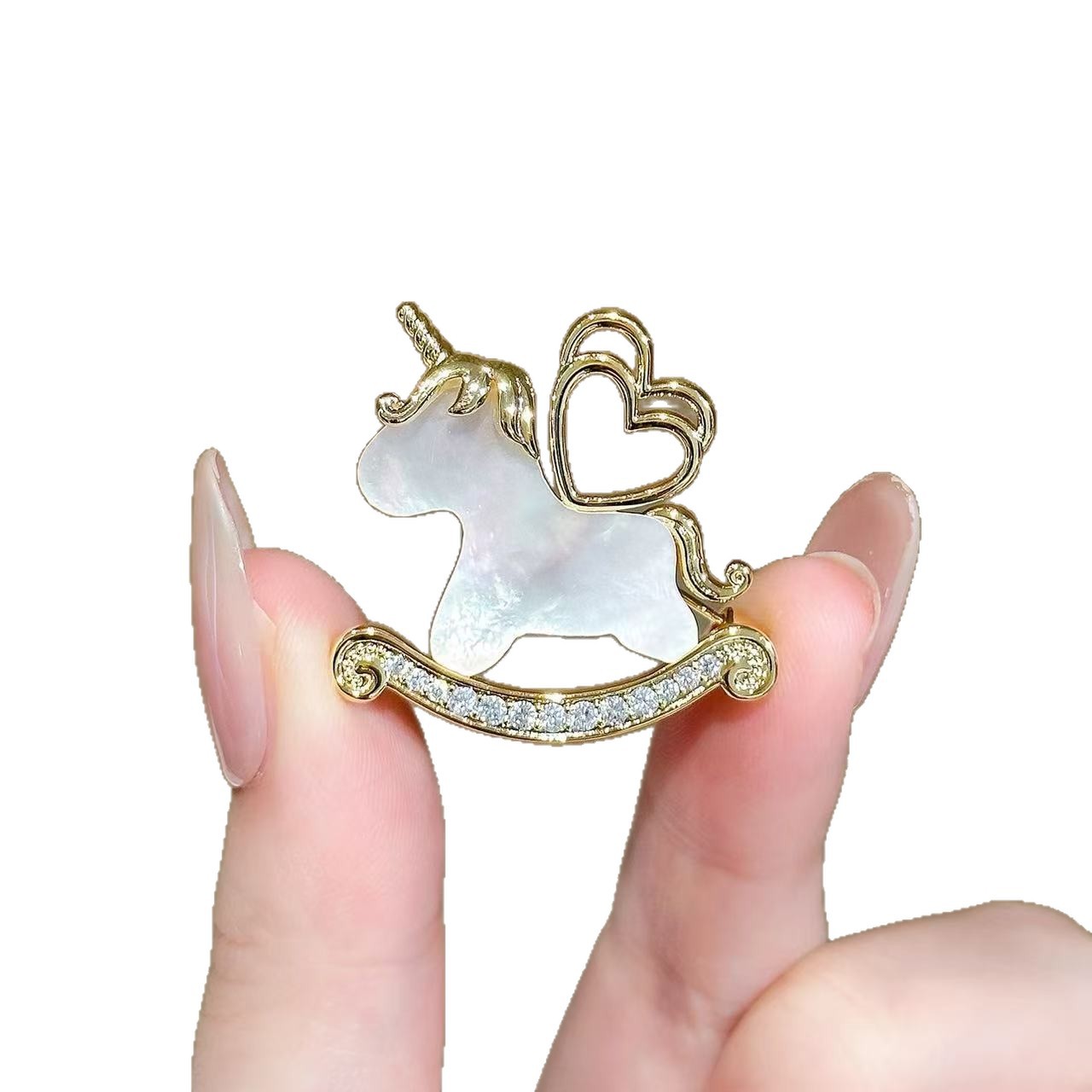 Spilla di lusso di alta qualità con pony di diamanti scintillanti, squisita, versatile, dal design unico, elegante, leggera e di alto valore._voghion.com