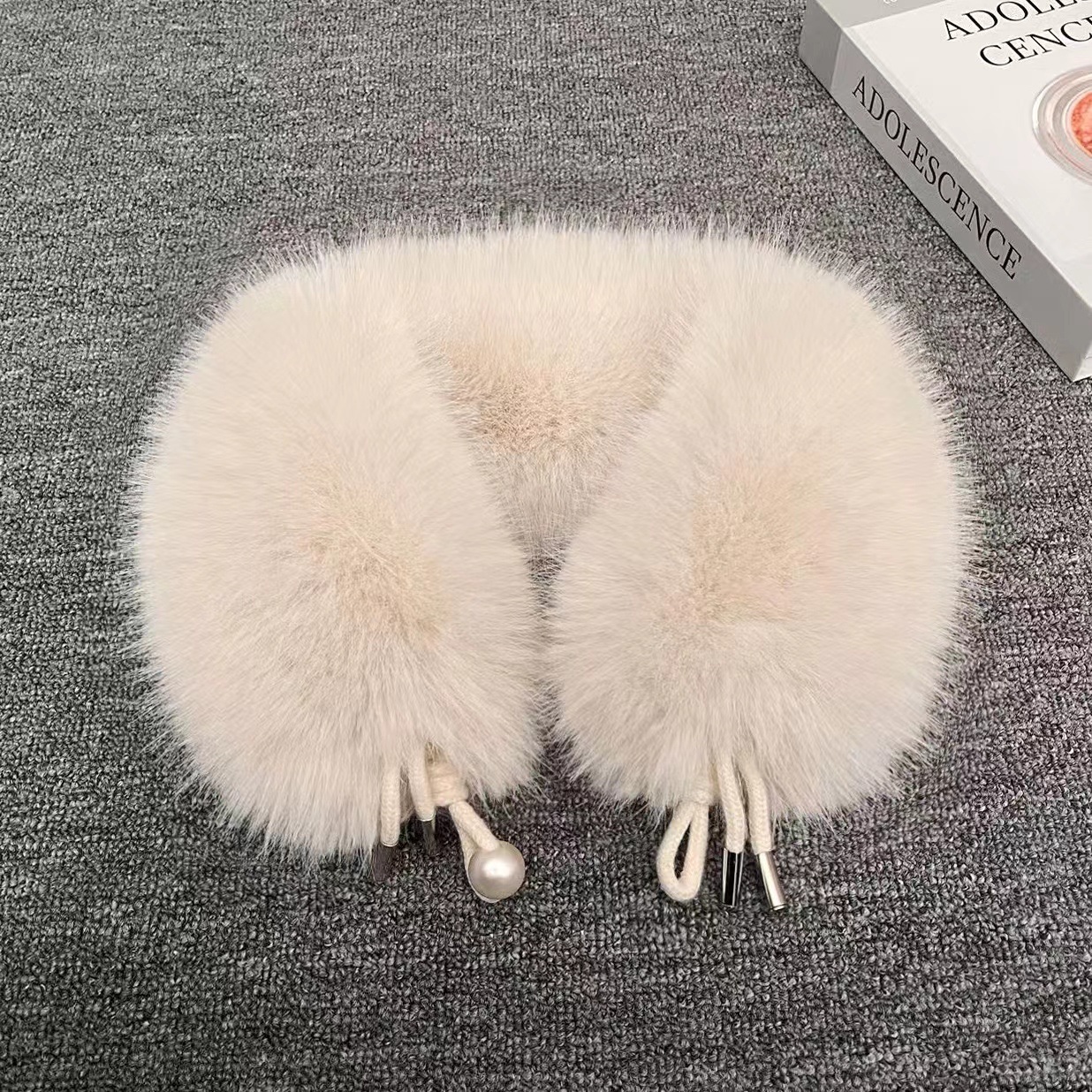 毛绒仿皮狐狸毛毛珍珠围脖大衣领子毛领围巾加厚保暖仿皮秋冬通用