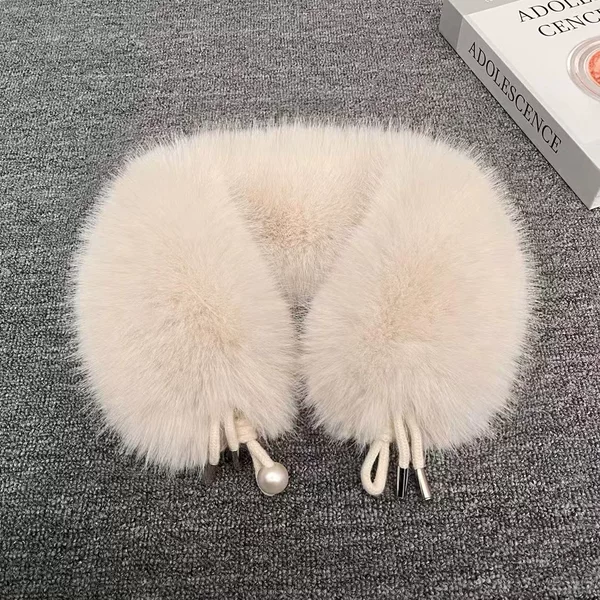 Stuffed Imitation Leather Fox Fur Pearl Scarf Coat Collar Fur Collar Scarf Thickeneded Warm Imitation Leather Autumn and Winter Universal