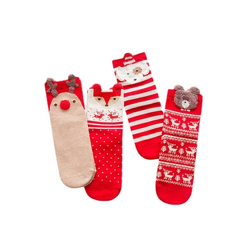 Autumn and winter socks cartoon three-dimensional Christmas socks cute sweet red socks New Year Christmas gift box dropshipping