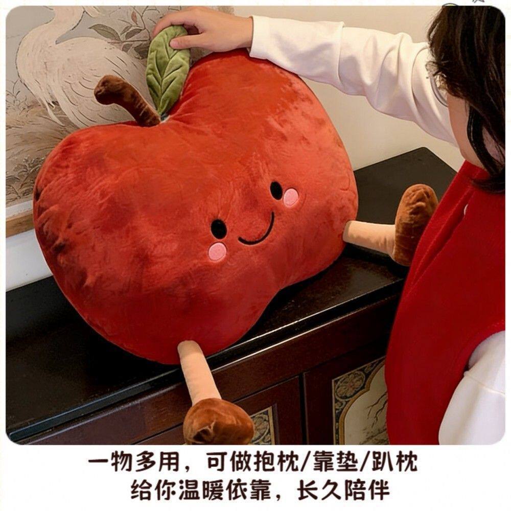 Cute big-eyed apple pillow, sofa and bed headrest cushion, office lumbar support pillow, nap pillow, plush toy