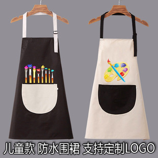 Wholesale children's waterproof painting eating sleeveless apron kindergarten art studio printing advertising coverall anti-dressing