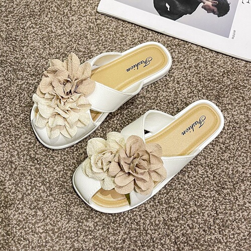 Baotou Half Slipper Fairy Wind Flower French Women's Shoes New Bestselling Spring Summer Lazy Person Elegant Cool Slippers