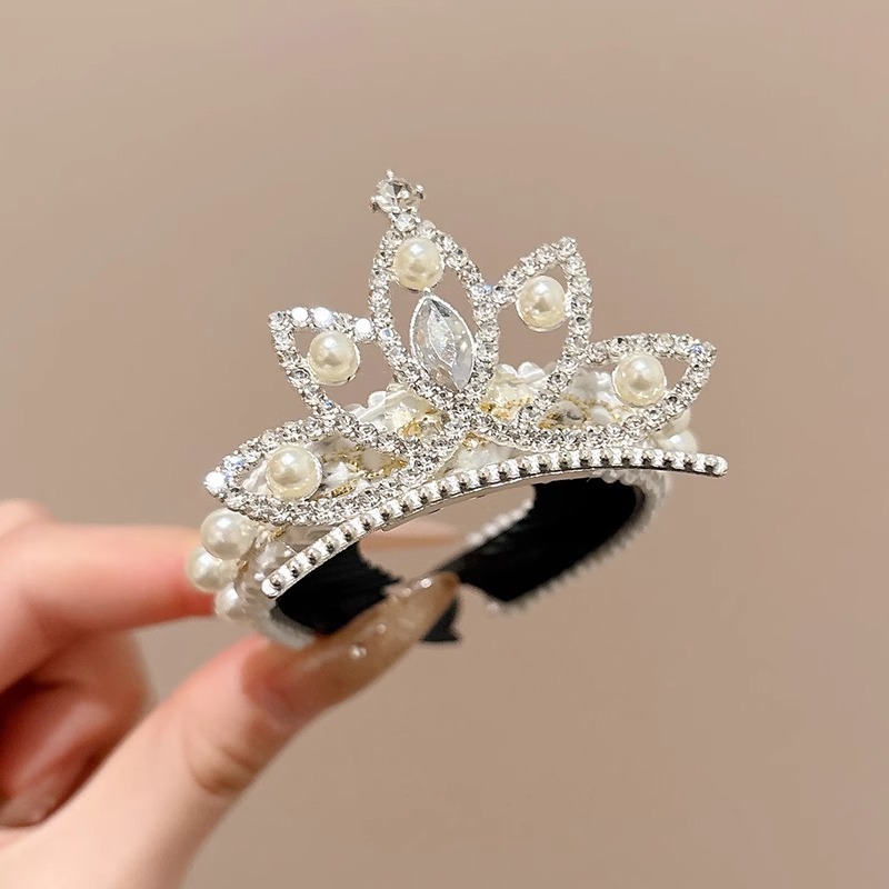 Niña princesa corona broca de pelo bola cabeza artefacto para niños broca de pelo perla broca de caballo broca de pelo toque