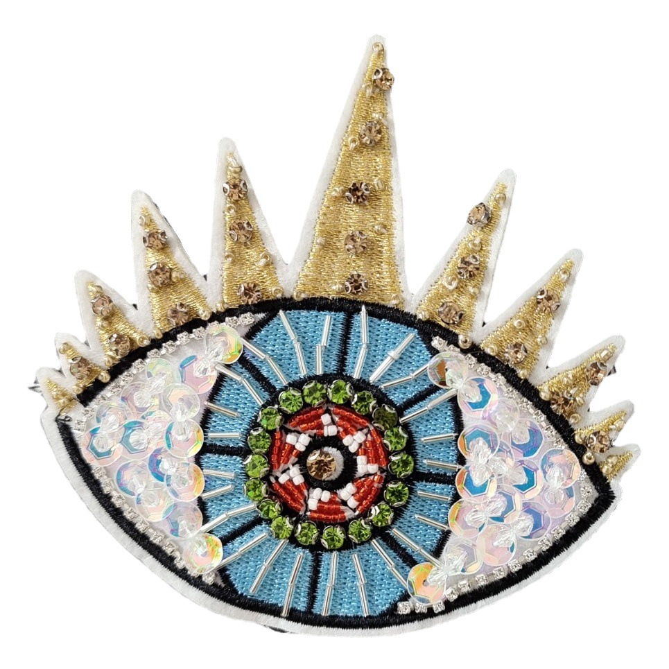Venta caliente exclusiva transfronteriza hecha a mano con cuentas de cristal amor tela pegatinas ropa zapatos y sombreros rasgados ojos parche pegatinas DIY