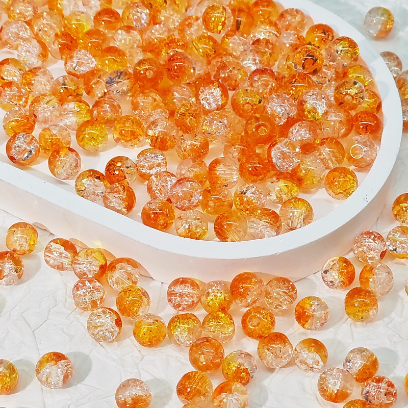 10mm瑠璃爆花珠新製品敦煌風2色グラデーション亀裂散珠diy古風長月火明同金