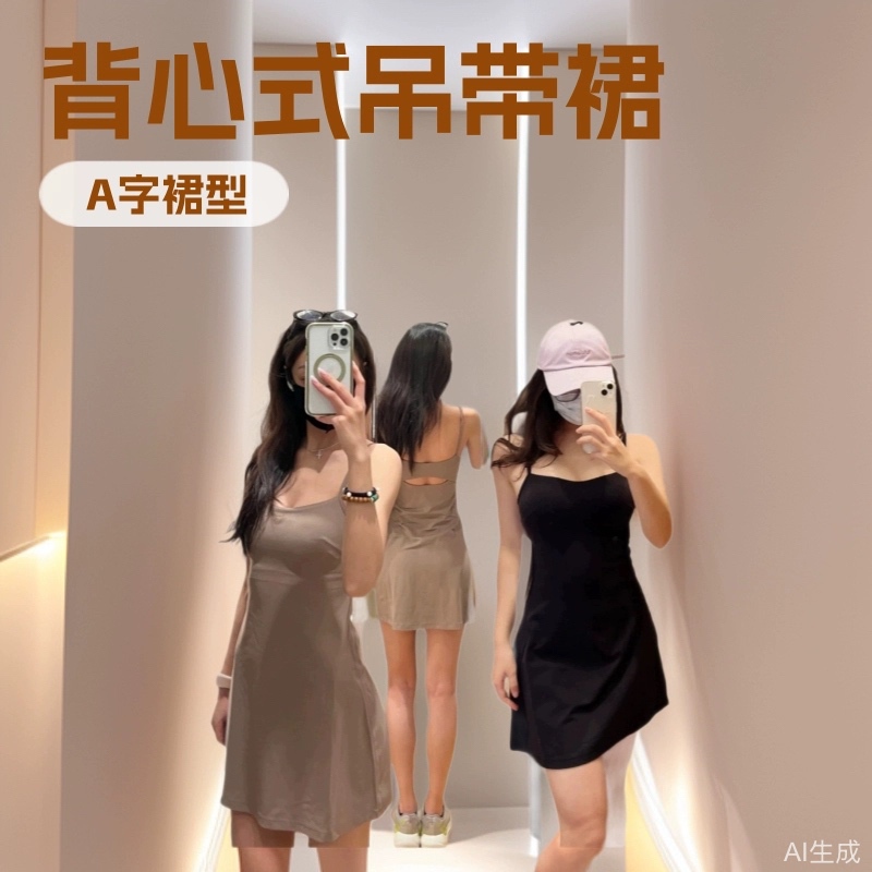 Lulualingn Suspender Sports Dress with Integrated Chest Pad, Slimming Casual Fitness Sports Vest