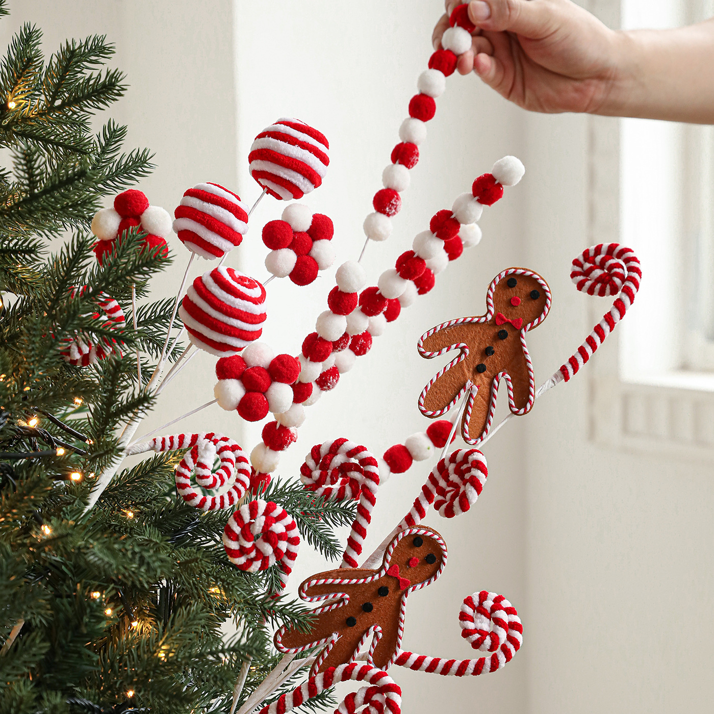 Nuevos dulces de espuma peluche Lollipop Gingerbread adornos decorativos árbol de Navidad arreglos de flores festivos