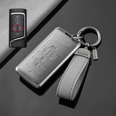 Car key bag | New m6pro Case Buckle - trumpchi-a-tarnish-aluminum-alloy-light-gray-suede-hand-rope-buckle