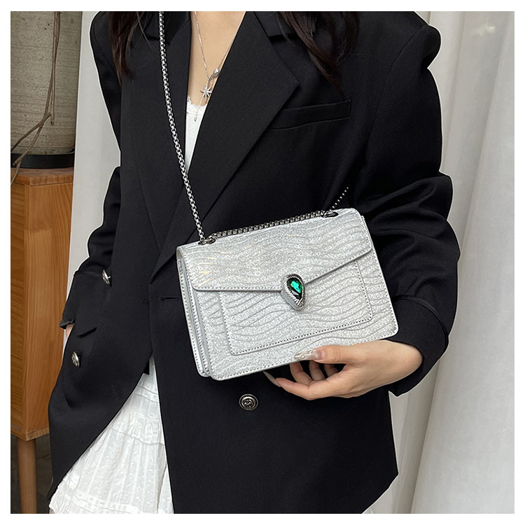 Versatile Snake Pattern Shoulder Bag For Women With Chain Strap_voghion.com