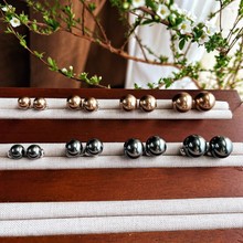 高跟鞋美拉德风金咖色暗夜黑黑施家珍珠耳钉925银高跟鞋款耳钩款