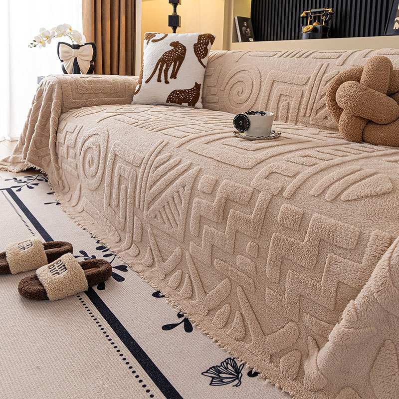 Otoño y invierno toalla de sofá gruesa, almohadilla de sofá de color sólido, toalla de sofá antideslizante y resistente al desgaste, toalla de sofá antideslizante, invierno grueso