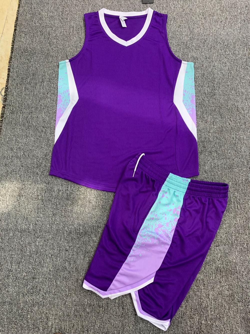 Juego de ropa de baloncesto masculino de verano compra de grupo de equipos de impresión de camiseta azul corporativa secado rápido LQ352