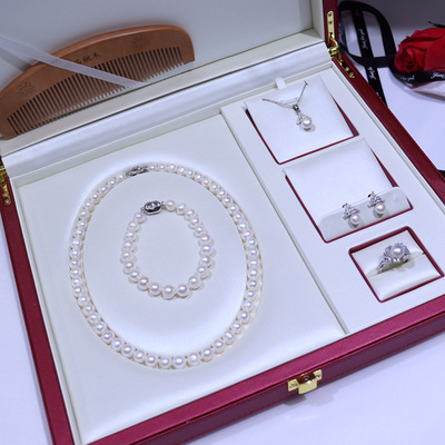 天然淡水珍珠项链套装六件套8-9mm百搭妈妈礼物直播活动厂家批发|ru