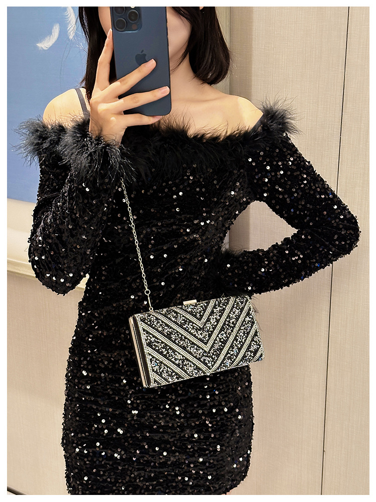 2025 Cross-border new dinner bag, European and American women's handbag, diamond-encrusted banquet clutch, evening dress bag, women's bag undefined