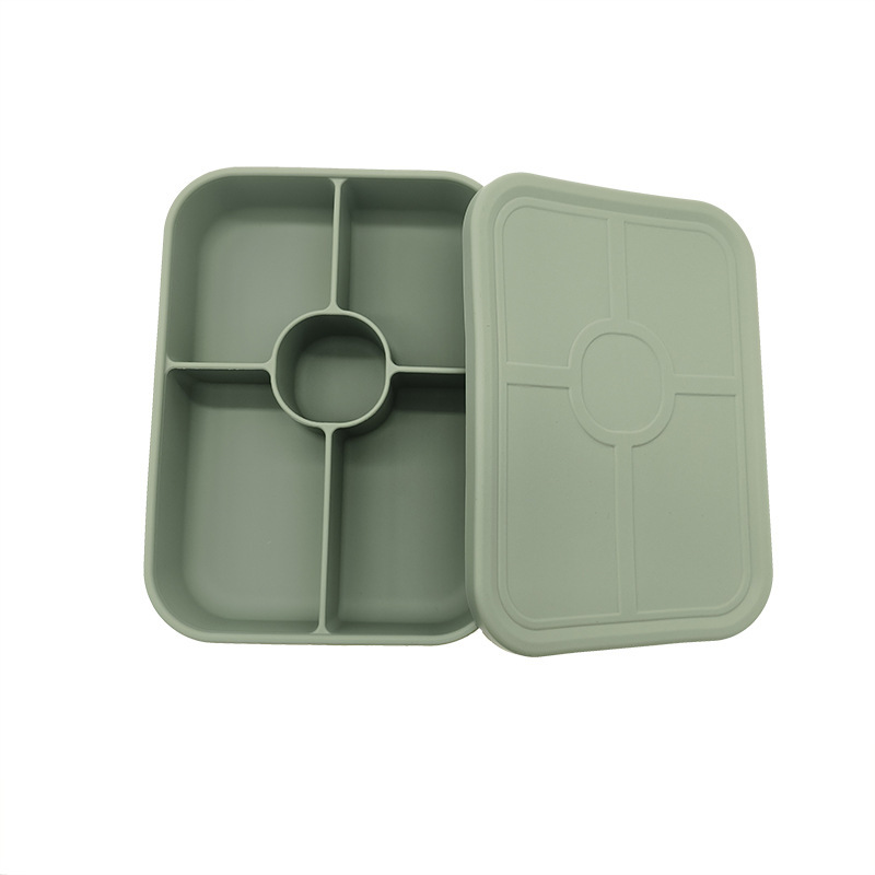 Caja de almuerzo de silicona de estilo japonés sellada horno de microondas trabajador de oficina Bento caja de almuerzo de estudiante portátil caja de almuerzo integrada de tres rejillas