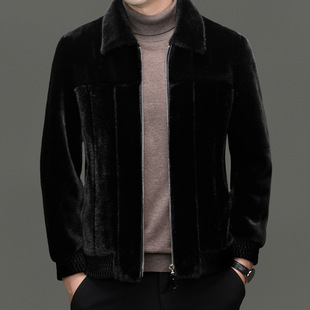 Gold mink men's coat winter new fashion fur warm trend casual imitation mink coat lapel short