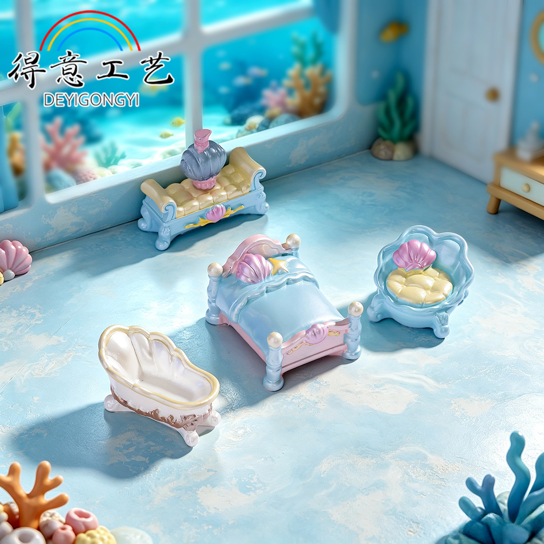Miniature Landscape Cute Ocean-Themed Sofa Jellyfish Lamp Simulation Small Ornaments Dollhouse Landscaping DIY Decoration Accessories 2