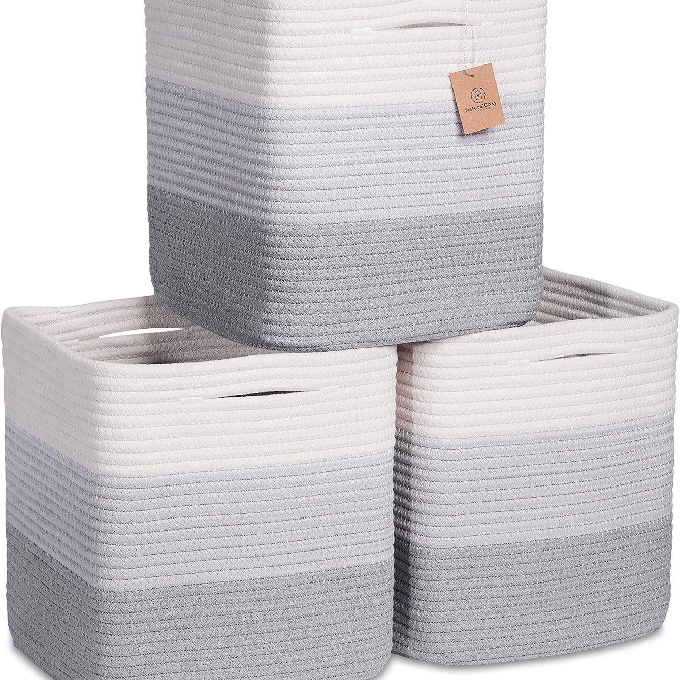 Amazon ofrece una cesta de ropa sucia de algodón para juguetes para bebés, estantes de almacenamiento de armario, cesta de toallas de baño plegable