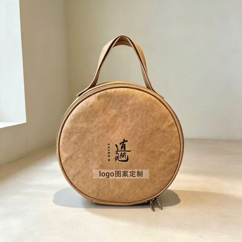 Vintage round portable DuPont tote bag gift packaging bag with zipper, customizable with logo Vintage round portable DuPont tote bag gift packaging bag with zipper, customizable with logo