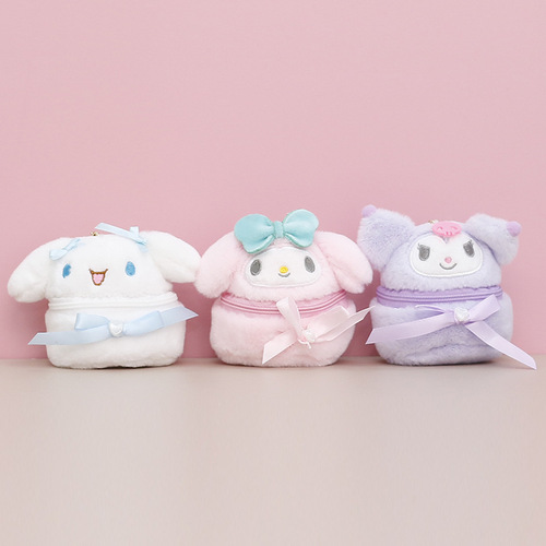 Cute Cartoon Sanrio Kuromi Coin Purse Girls School Bag Ornament Doll Kuromi Cinnamon Dog Doll