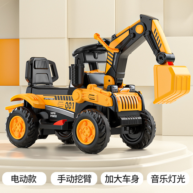 Excavadora de juguetes eléctricos para niños 1 - 5 años de edad coche de ingeniería puede sentarse en excavadora eléctrica de control remoto grande