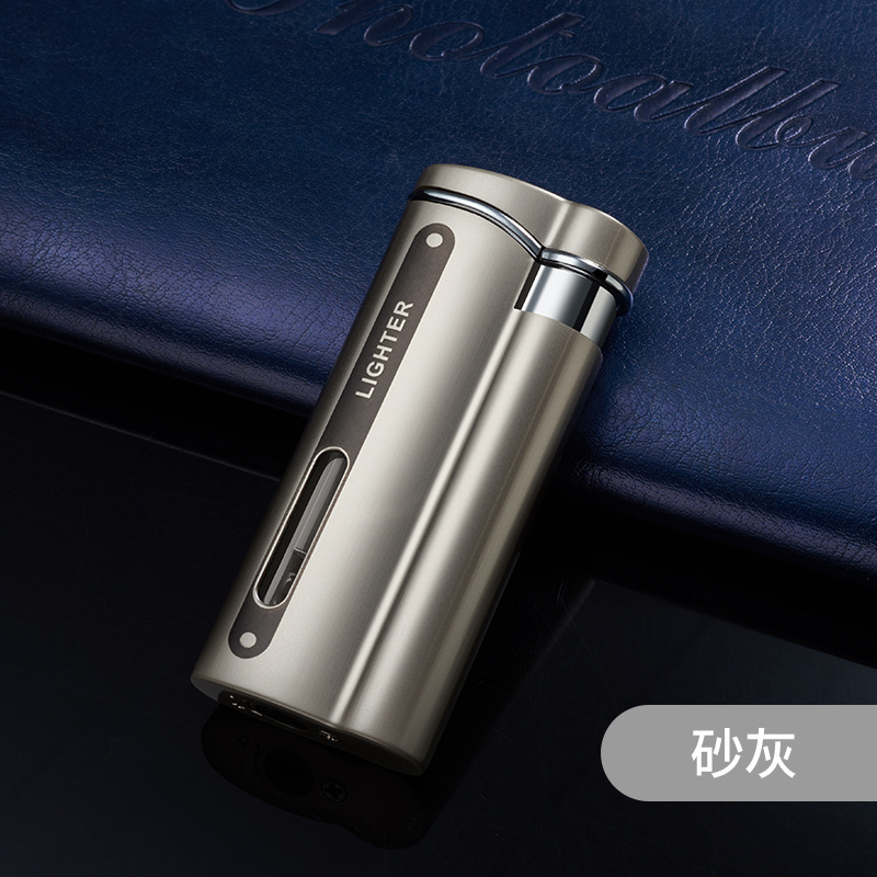 新款防风直冲打火机男士高档刻字金属耐用充气送男友红焰火机批发|undefined