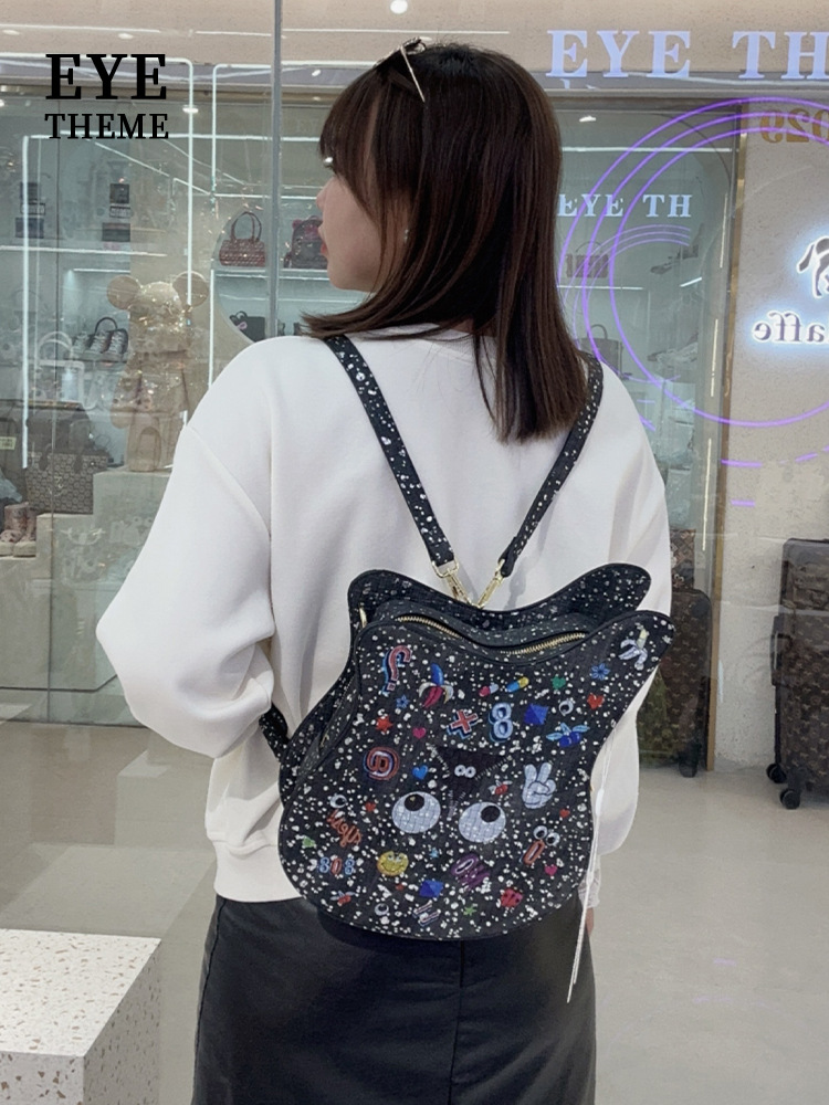 Diseño de estilo de mujer nicho impresión mochila de estilo de calle estudiantes bolsa multipropósito 2753#