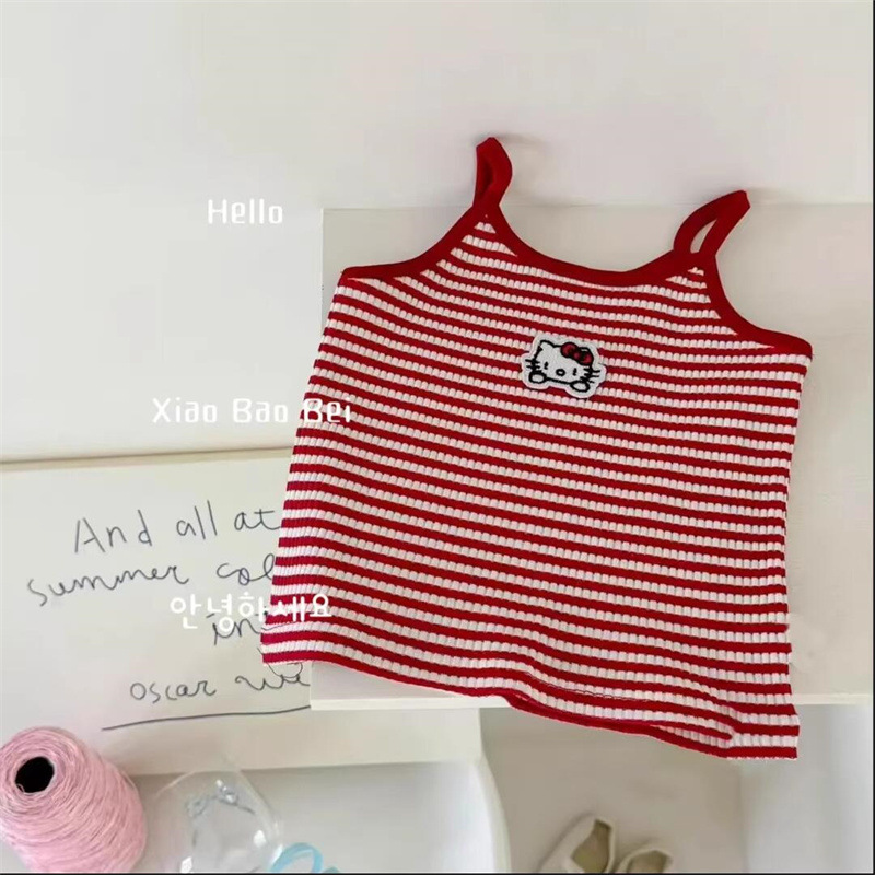Ropa de verano de niñas lindas caricaturas de dibujos animados para niños chaleco elástico de verano para bebés extranjeros camisa sin mangas