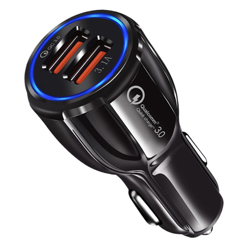 Cross-border bowling car charger QC3.0 + PD car fast charge one drag two fast charge head electrical appliance car double SUB Halo