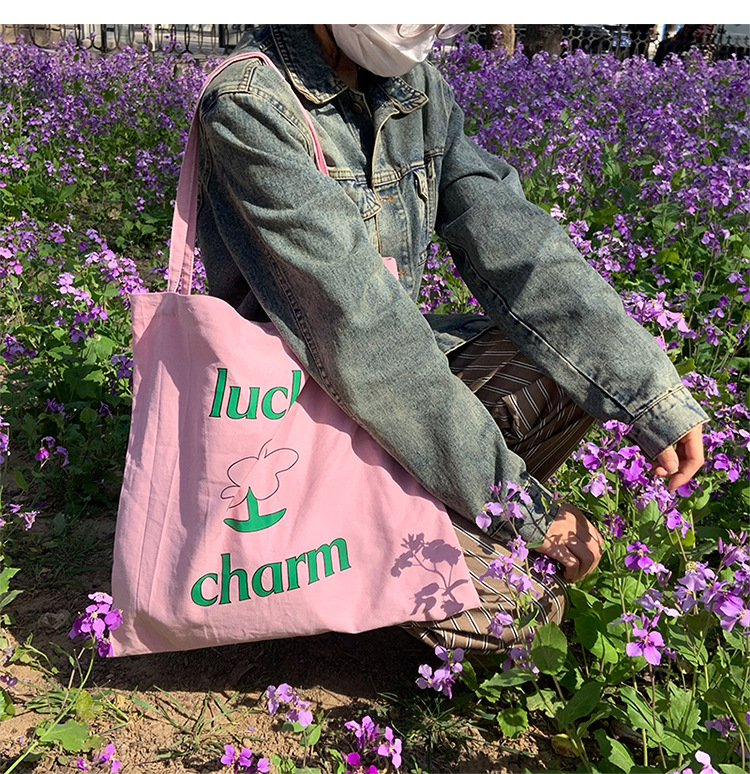 Mujeres Grande Lienzo Letra Flor Básico Hebilla Magnética Bolsa De Lona display picture 12