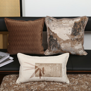 New Chinese Style Oil Painting Color Contemporary Decoration Home Double-sided Non-core Pillowcase Bedroom Sofa Living Room Cushion Pillowcase