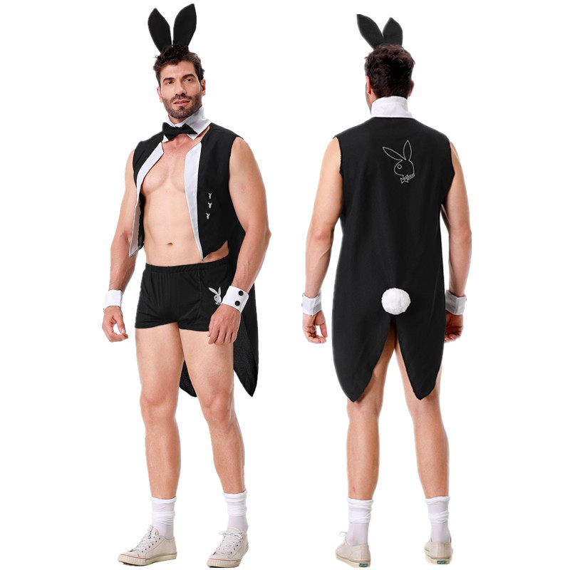Cross-border nightclub men's sex game uniform cos tuxedo suit halloween bar bunny boy outfit