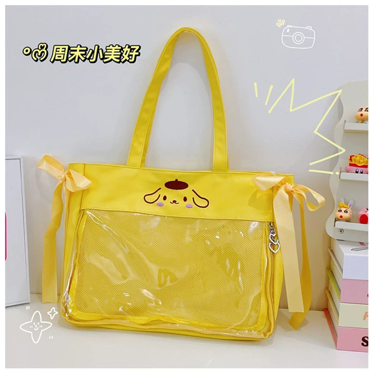 Handheld cloth bag for students, capacious linen bag, doll