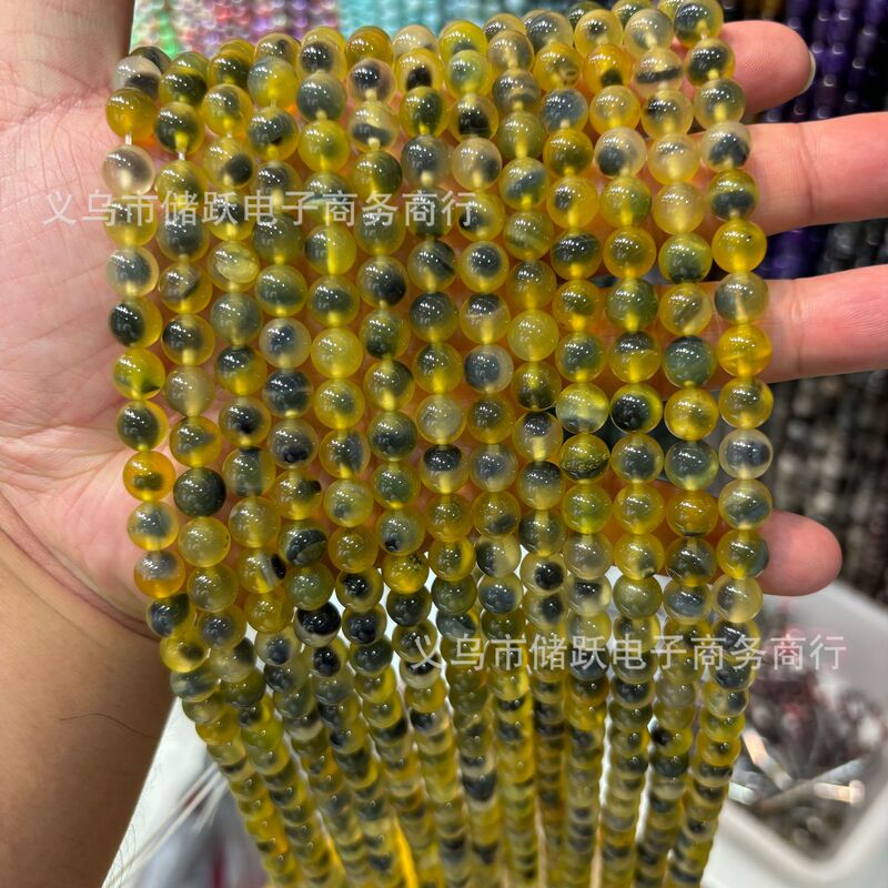 厂家直销 溏心玛瑙散珠手串手链 diy饰品配件糖心玛瑙圆珠半成品|undefined