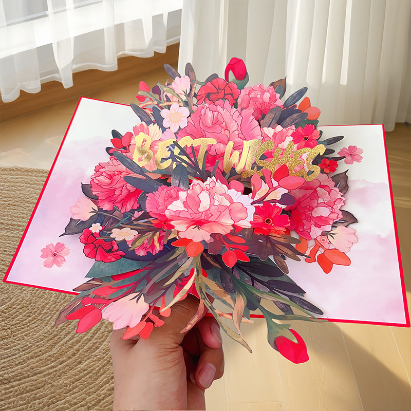新しい教師の日立体グリーティングカード 3D 花束誕生日カード感謝祭ギフト教師のためのクロスボーダー工場卸売|undefined