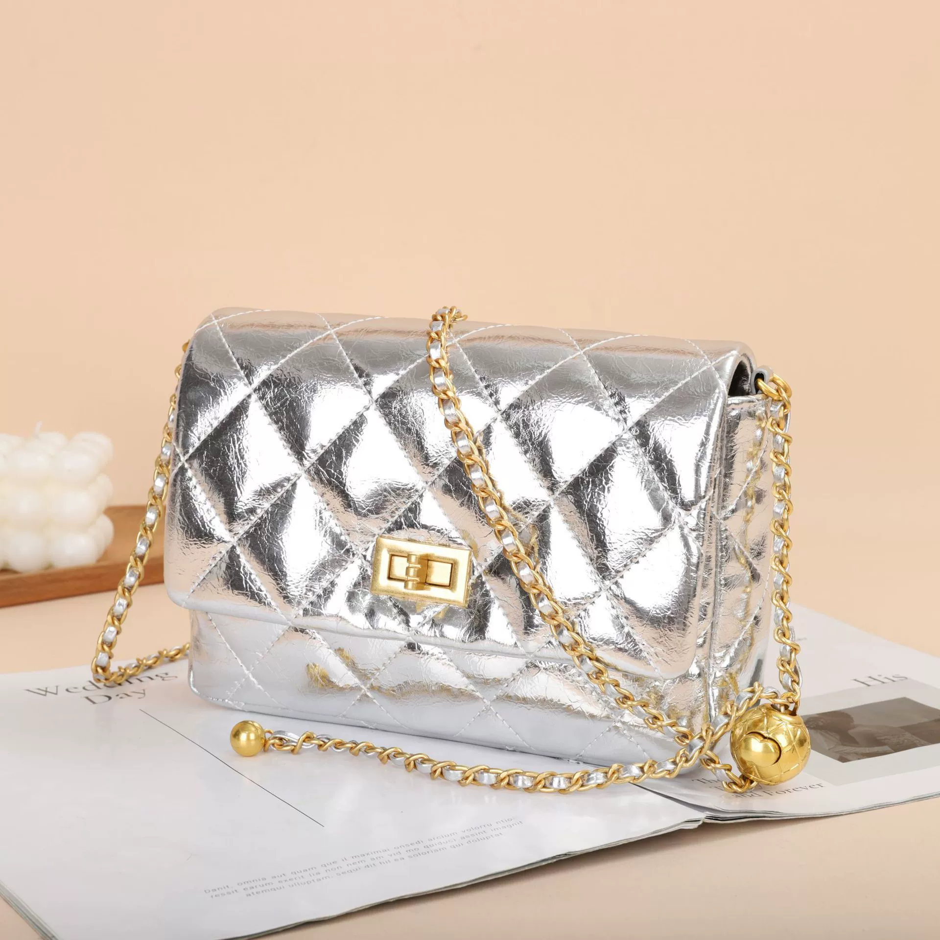 Цепочка, кожаная сумка для телефона, стиль Chanel, (торговля через границу), натуральная кожа, цепочка сумка