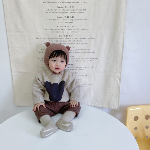 Korean Version Baby Clothes Spring and Autumn Children Stylish Knitted Sweater for Boys and Girls Cute Bear Hooded Top Spring Outfit