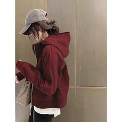 初早秋卫衣薄外套女2025新款秋冬季短款连帽拉链休闲开衫上衣