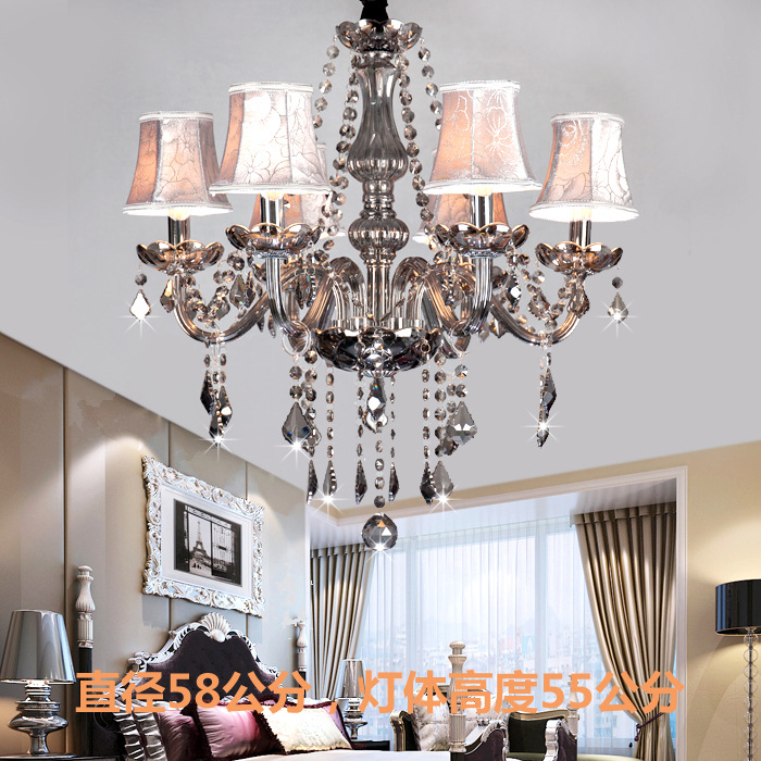 Ahumado gris 18-cabeza 2-capa 12 + 6 gris ahumado araña de cristal luz de la vela adecuado para la boda principal restaurante bar