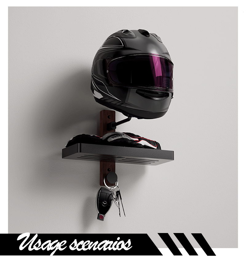 Cross-Border New Product Walnut Helmet Storage Rack Solid Wood Hook Wall-Mounted Helmet Rack Motorcycle Hat Storage Rack